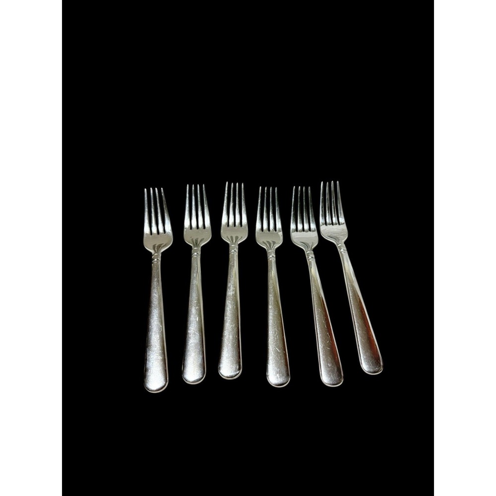 6 Lenox Pearl Platinum-Glossy  Salad Forks Preowned